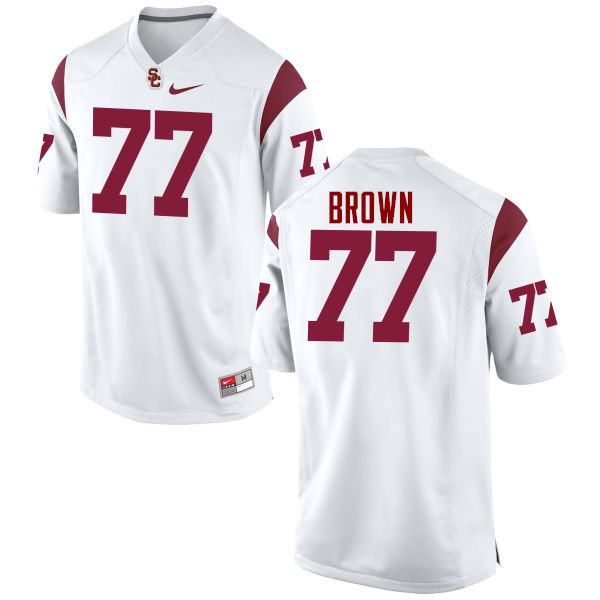 Men #77 Chris Brown USC Trojans College Football Jerseys-White